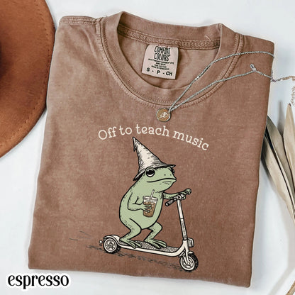 Comfort Colors® Music Teacher Shirt Funny Chorus Teacher Back to School T-shirt Silly Off To Piano Frog Iced Coffee Tee Cute Band Teacher
