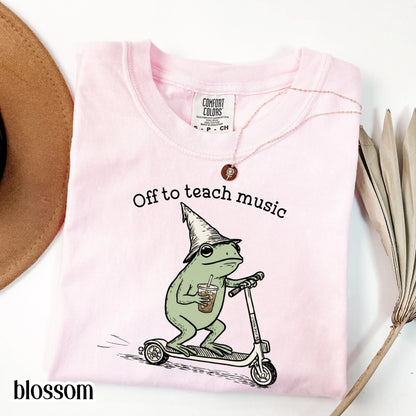 Comfort Colors® Music Teacher Shirt Funny Chorus Teacher Back to School T-shirt Silly Off To Piano Frog Iced Coffee Tee Cute Band Teacher