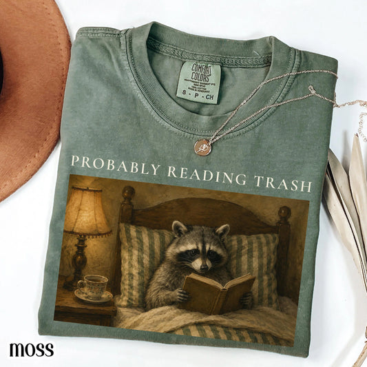 Reading Comfort Colors® Shirt Book Lover Raccoon T-Shirt Cozy Librarian Bookworm Tee Romance Bibliophile TShirt Vintage Smut Reader T-Shirt