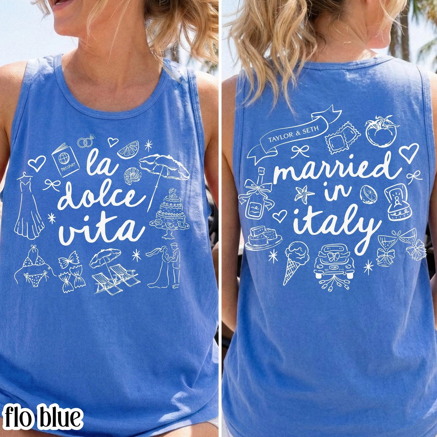 Comfort Colors® Italy Tank Top Custom Bride Tank Bachelorette Shirt Dolce Italia Chapel Shirt Married in Italy Party Destination Wedding