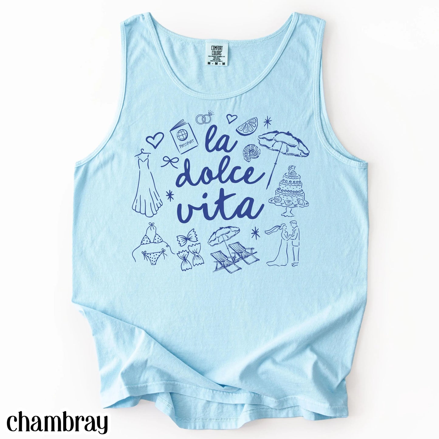 Comfort Colors® Italy Tank Top Custom Bride Tank Bachelorette Shirt Dolce Italia Chapel Shirt Married in Italy Party Destination Wedding