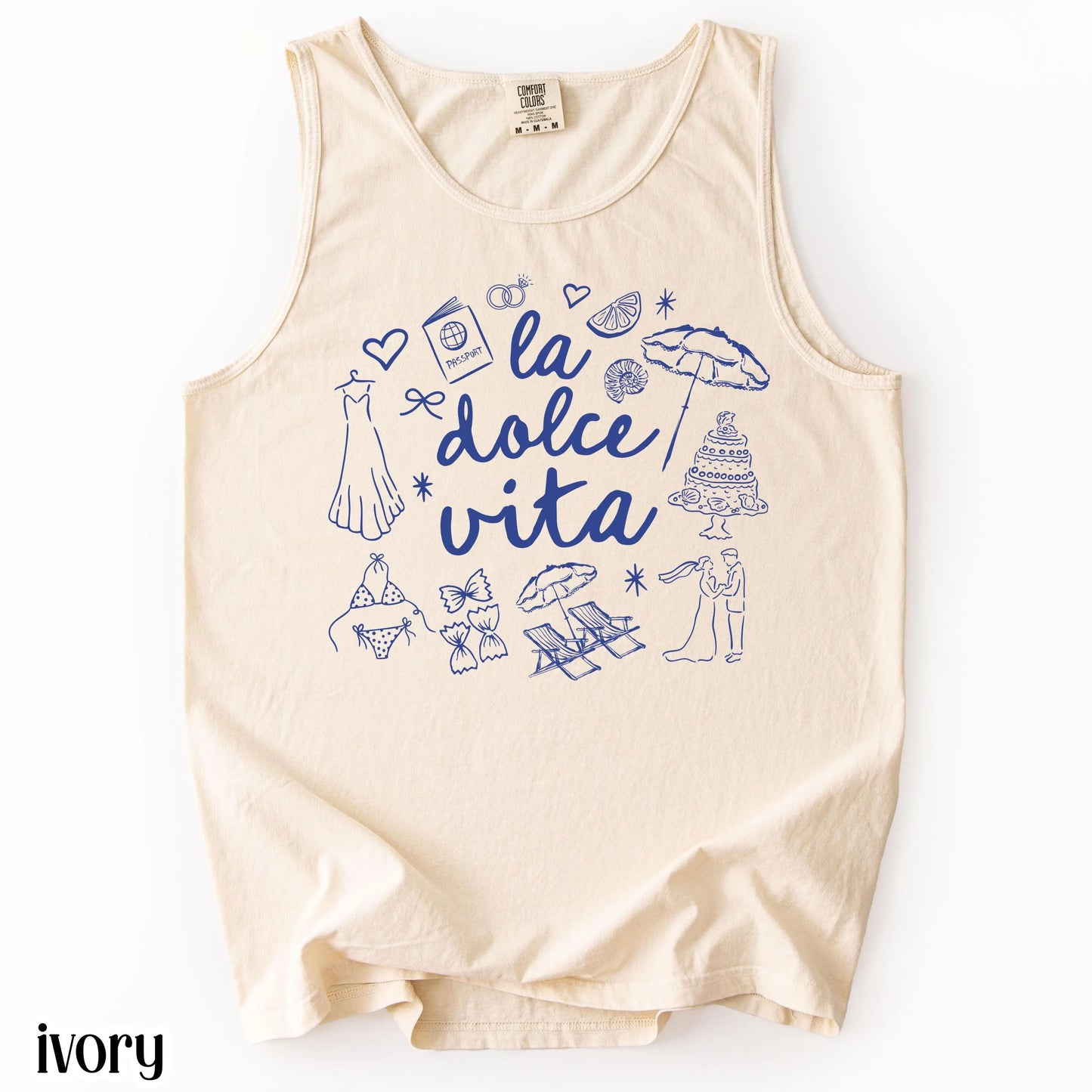Comfort Colors® Italy Tank Top Custom Bride Tank Bachelorette Shirt Dolce Italia Chapel Shirt Married in Italy Party Destination Wedding