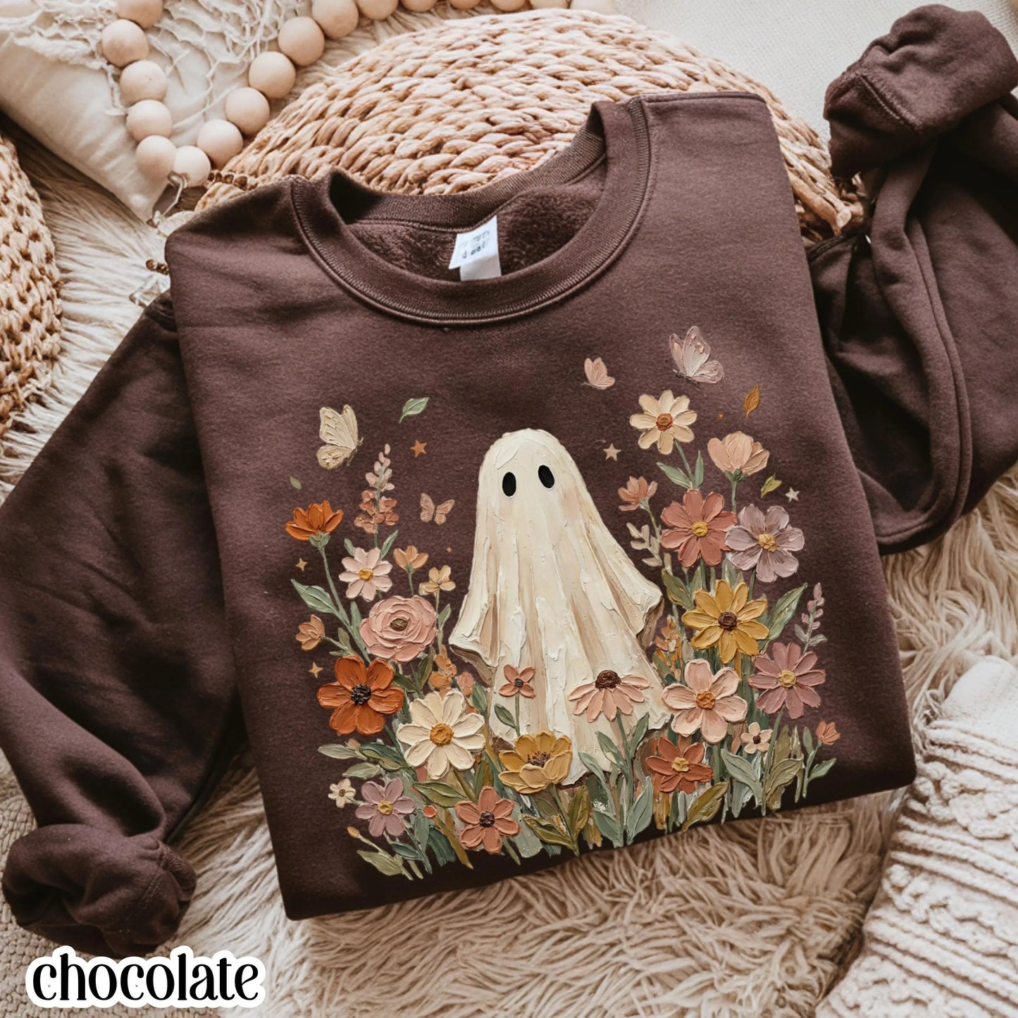 Floral Boho Ghost Fall Sweatshirt