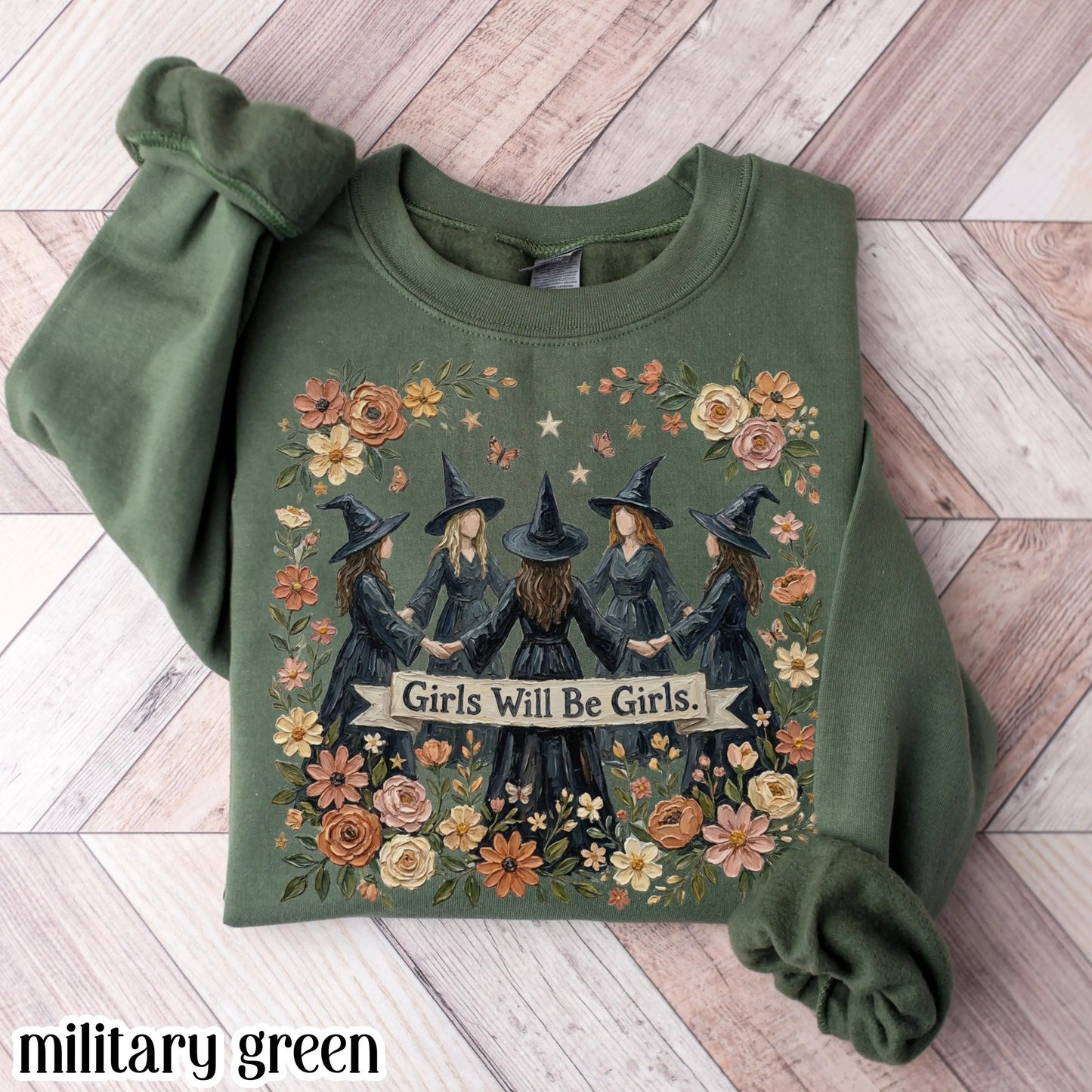 Girls Will Be Witches Floral Boho Sweatshirt