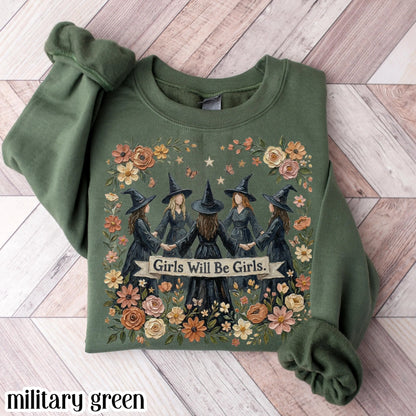 Girls Will Be Witches Floral Boho Sweatshirt