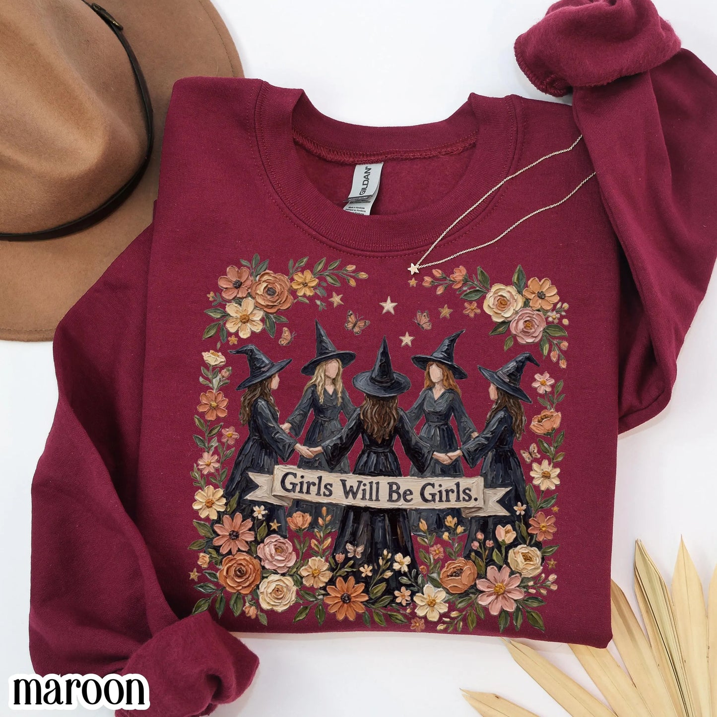 Girls Will Be Witches Floral Boho Sweatshirt