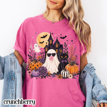 Ghost Blowing Bubble Gum Cute Floral Spooky Season Comfort