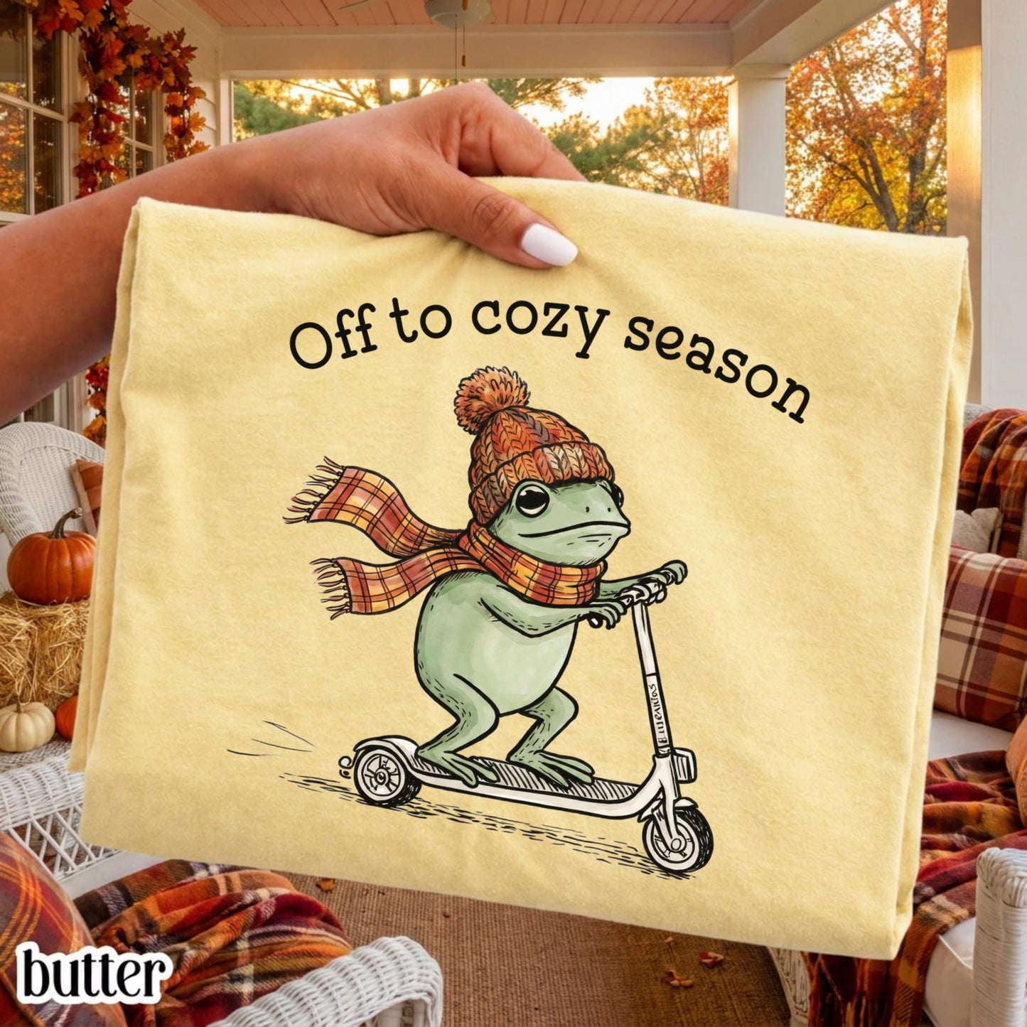 Cozy Season Funny Frog Fall Comfort Colors Tee