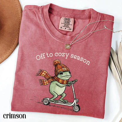 Cozy Season Funny Frog Fall Comfort Colors Tee