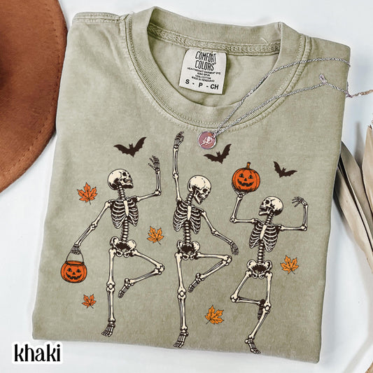 Dancing Skeleton Halloween Comfort Colors Tee