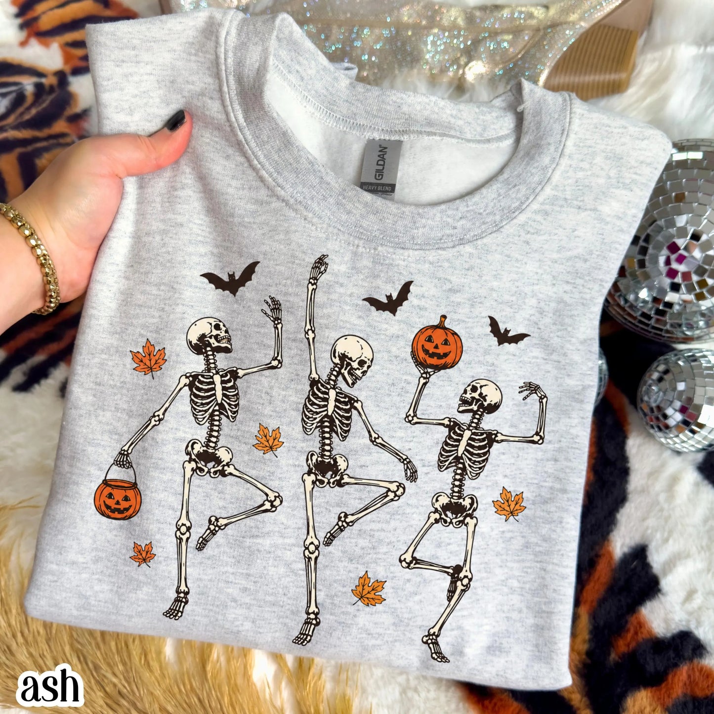 Dancing Skeleton Vintage Pumpkin Halloween Sweatshirt