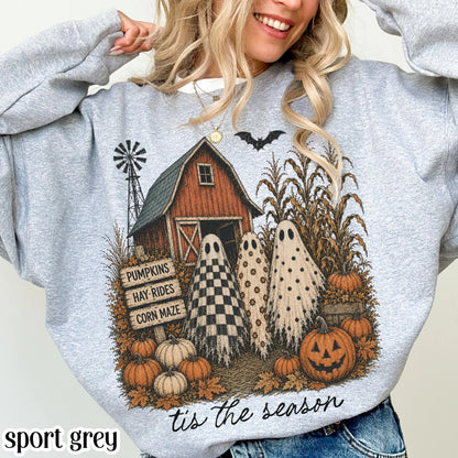 Tis The Season Spooky Farm Ghost Sweatshirt