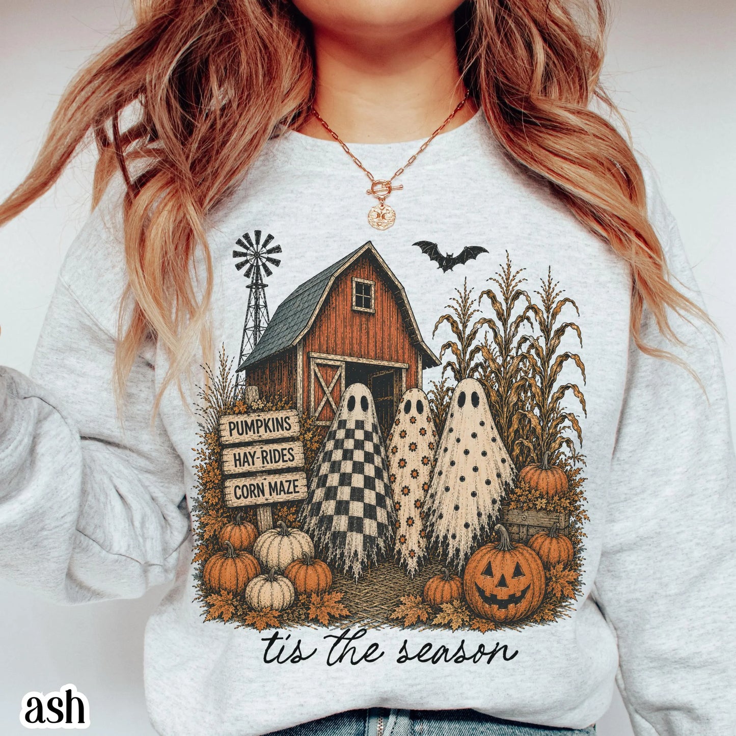 Tis The Season Spooky Farm Ghost Sweatshirt