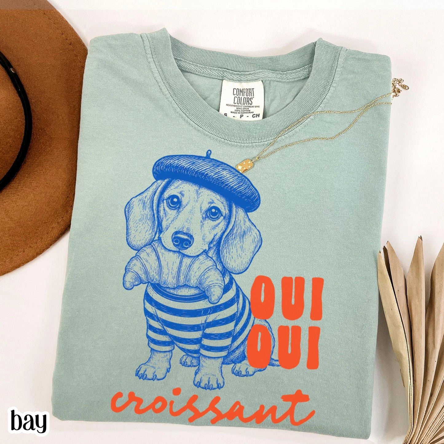Oui Oui Croissant Dachshund Comfort Colors Tee