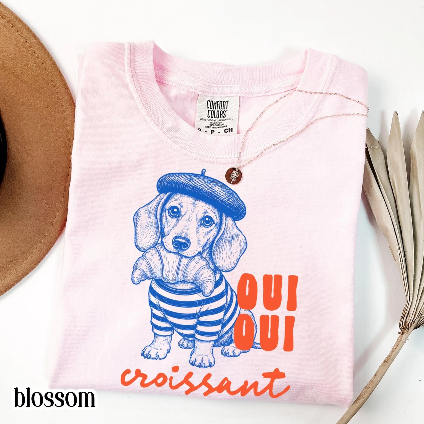 Oui Oui Croissant Dachshund Comfort Colors Tee