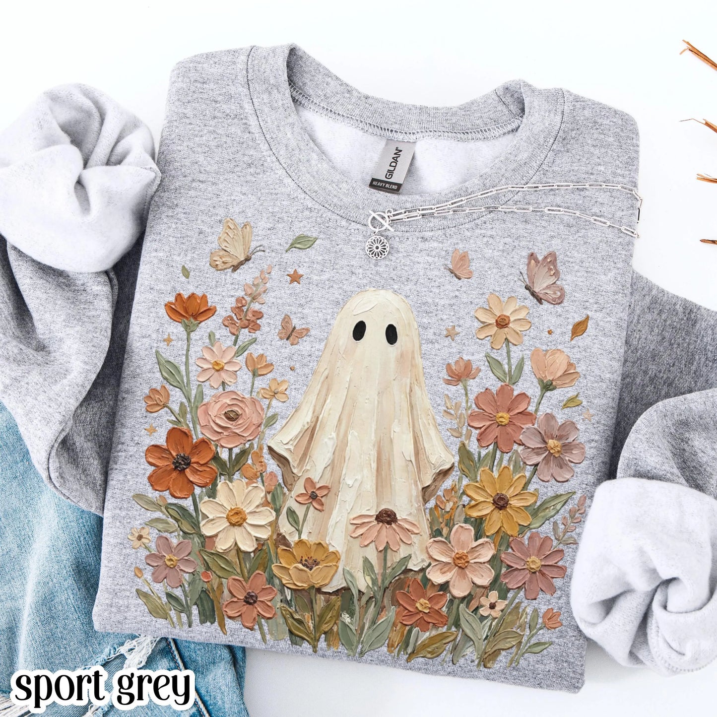 Floral Boho Ghost Fall Sweatshirt