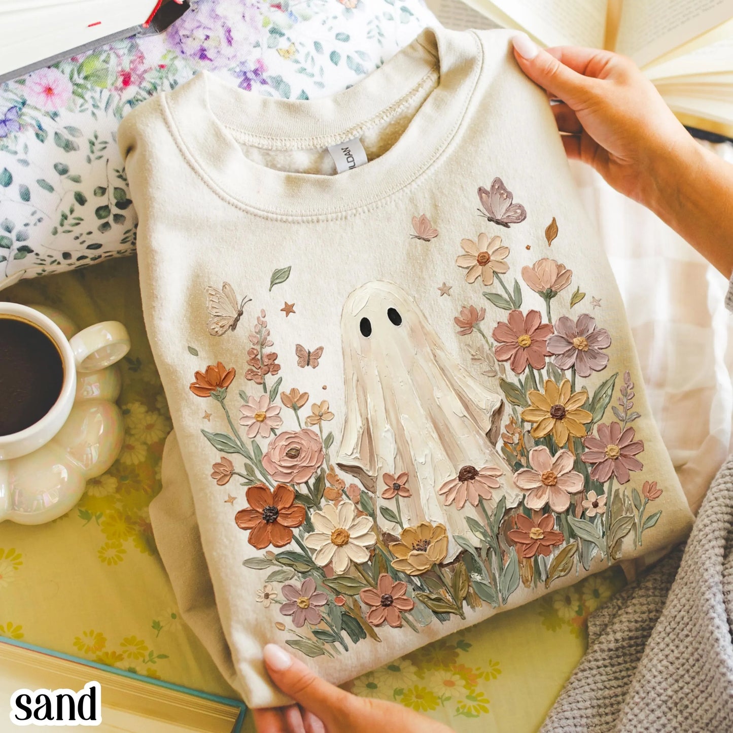 Floral Boho Ghost Fall Sweatshirt