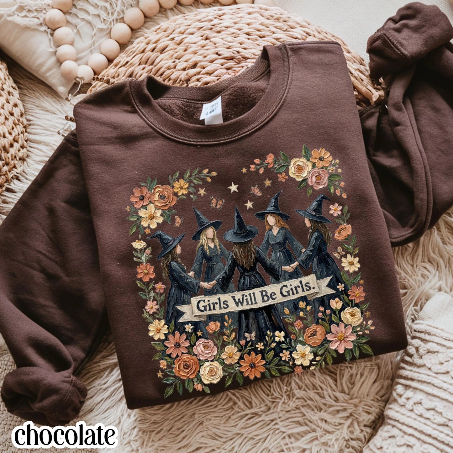 Girls Will Be Witches Floral Boho Sweatshirt