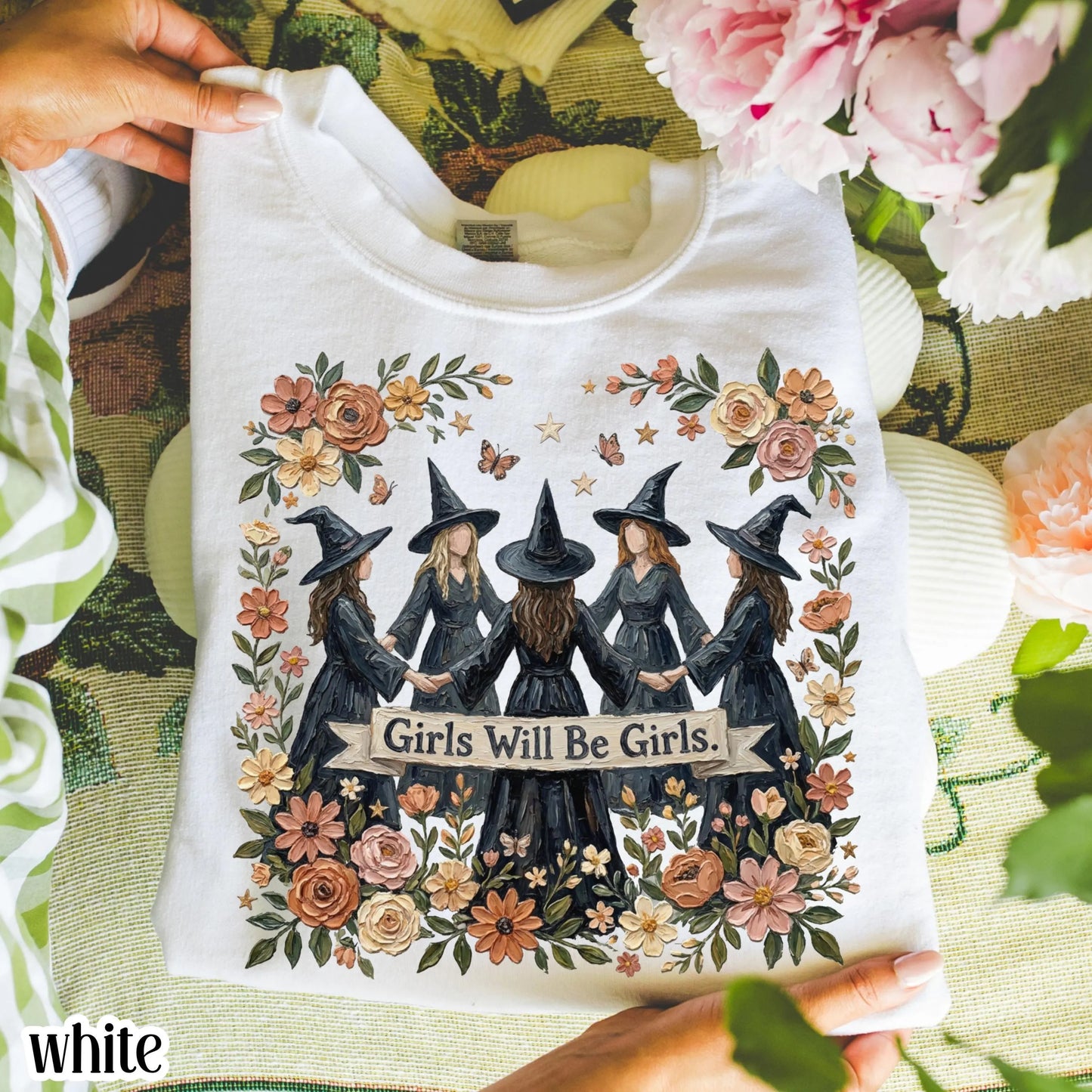 Girls Will Be Witches Floral Boho Sweatshirt
