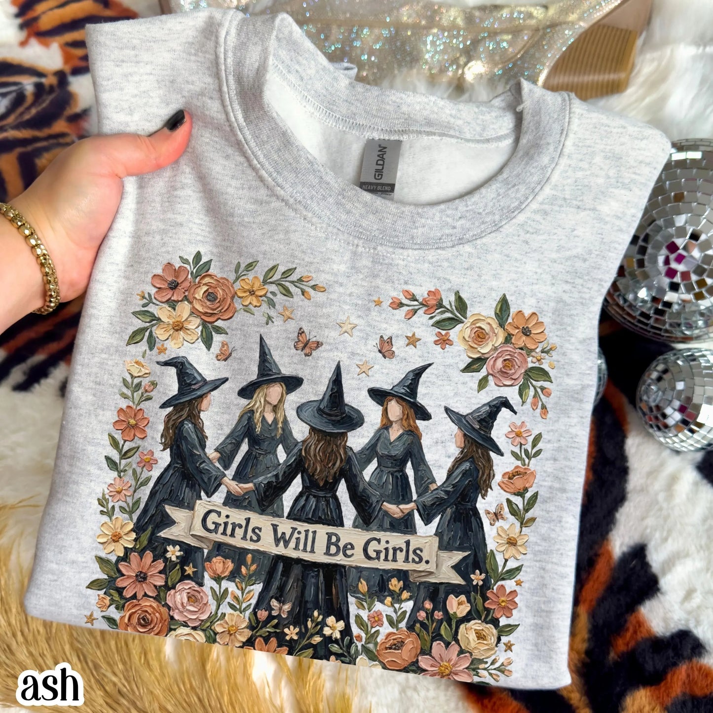 Girls Will Be Witches Floral Boho Sweatshirt
