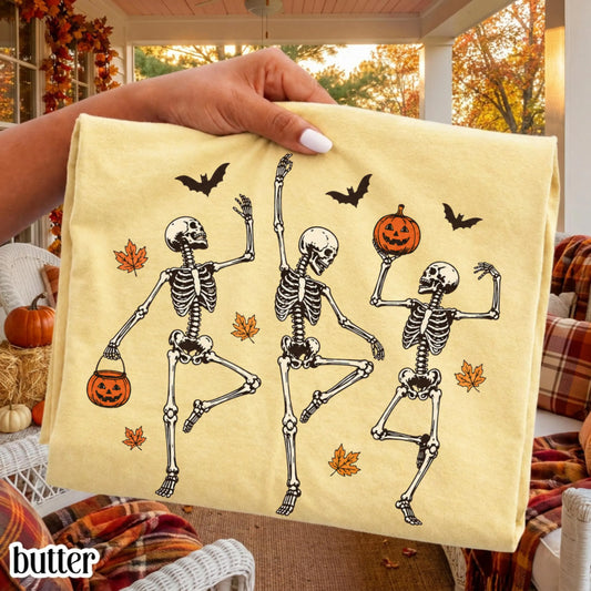 Dancing Skeleton Halloween Comfort Colors Tee