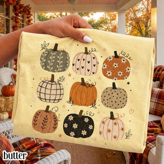 Boho Pumpkin Pattern Comfort Colors Tee