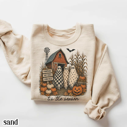 Tis The Season Spooky Farm Ghost Sweatshirt
