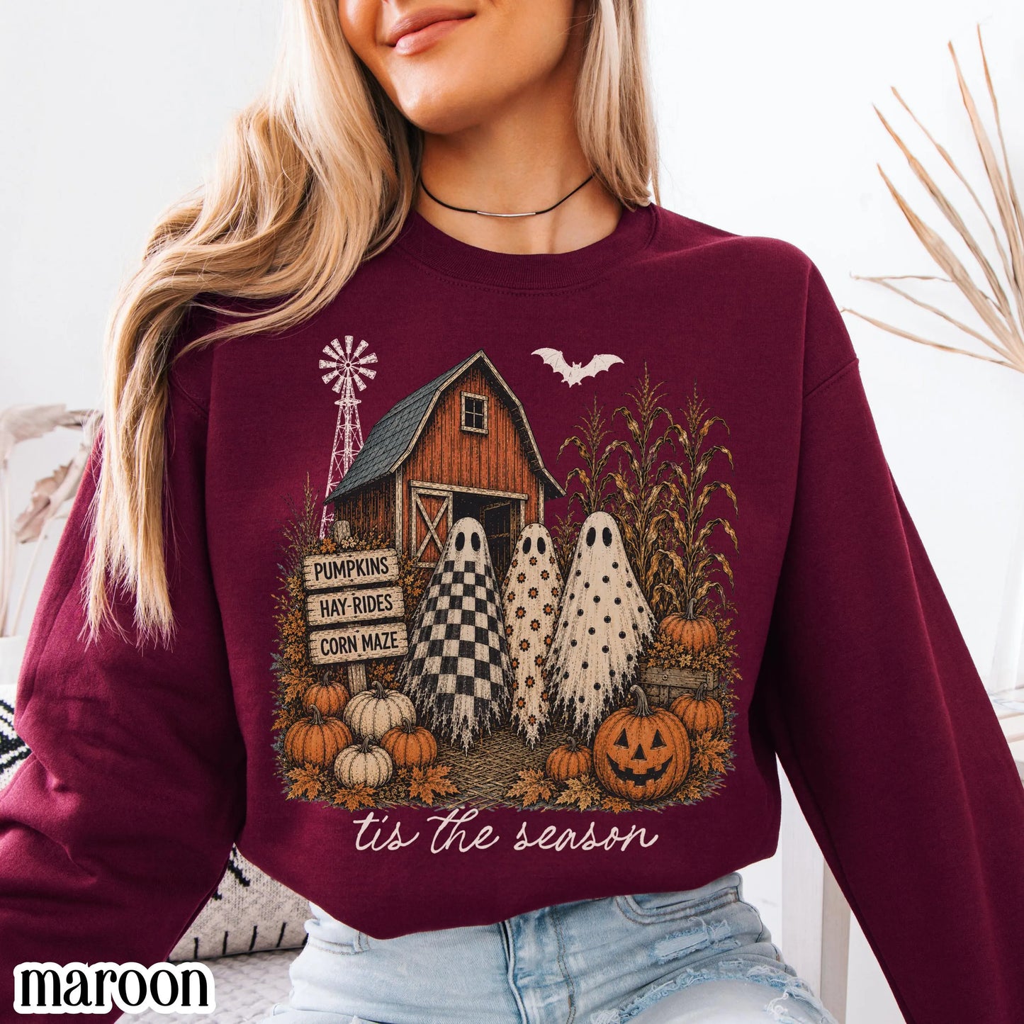 Tis The Season Spooky Farm Ghost Sweatshirt