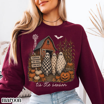 Tis The Season Spooky Farm Ghost Sweatshirt