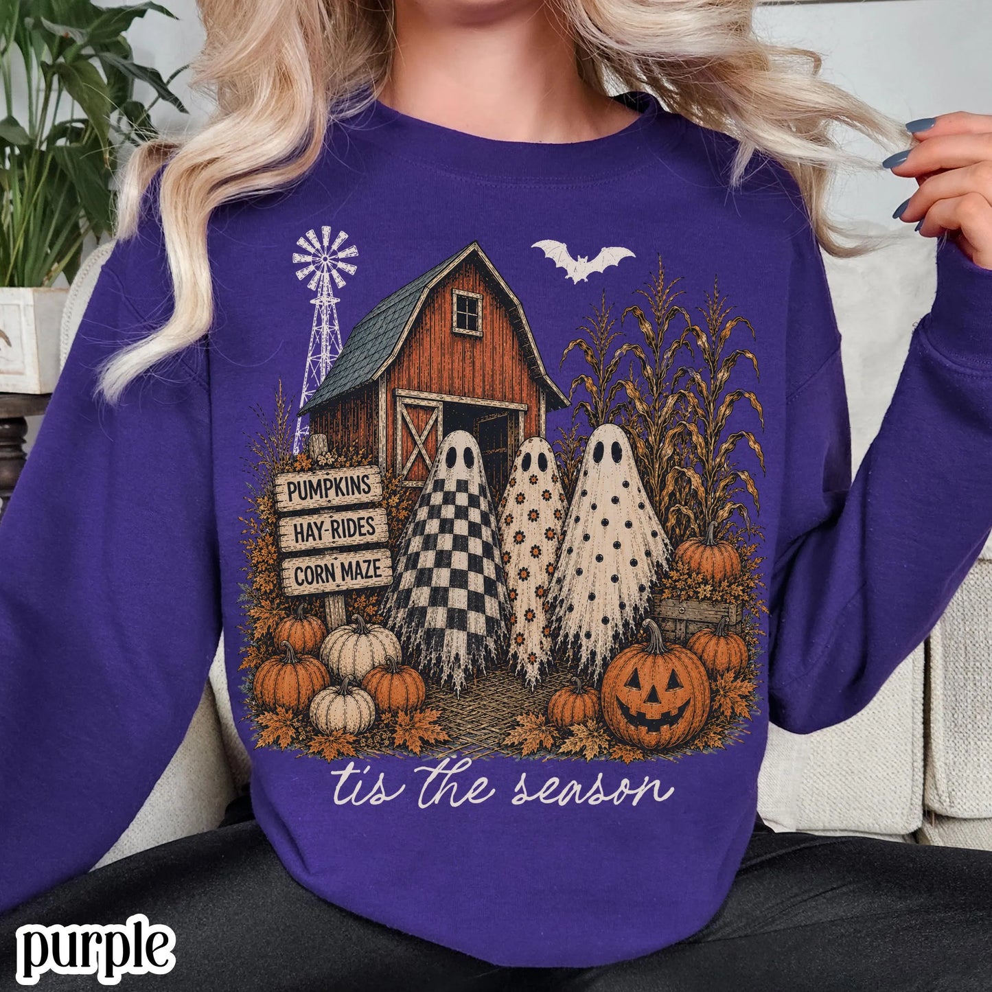 Tis The Season Spooky Farm Ghost Sweatshirt