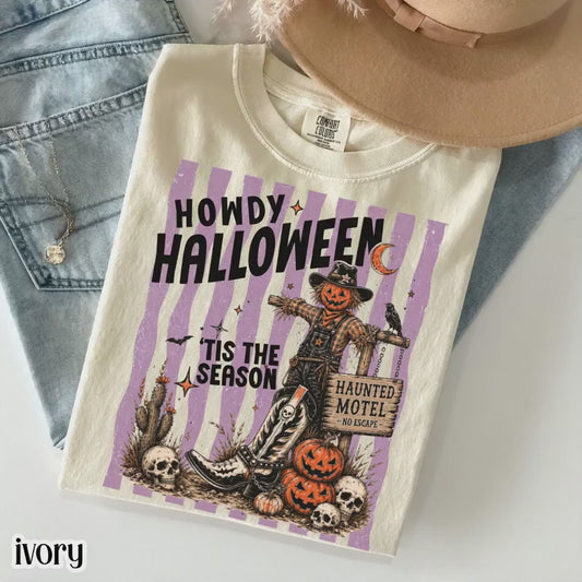 Western Halloween Comfort Colors® Shirt Howdy Country Tshirt Pumpkin Scarecrow Spooky Season Tee Tis The Season Outfit Cute Fall T-Shirt