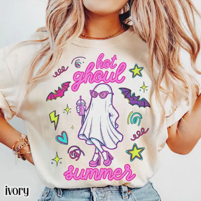Summerween Comfort Colors® Shirt Girly 90s Halloween Ghost Tee Cute Pink Boo Outfit Spooky Season TShirt Trendy Hot Ghoul Summer T-Shirt